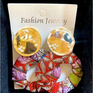 Jacquard Wrapped Gold Plated fashion earrings